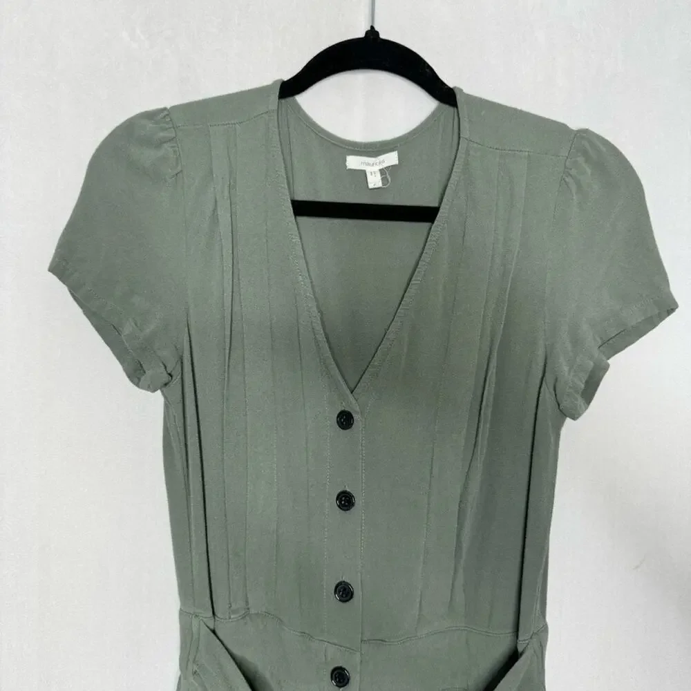 MAURICE’S / army sage green utility cropped belted jumpsuit romper / S